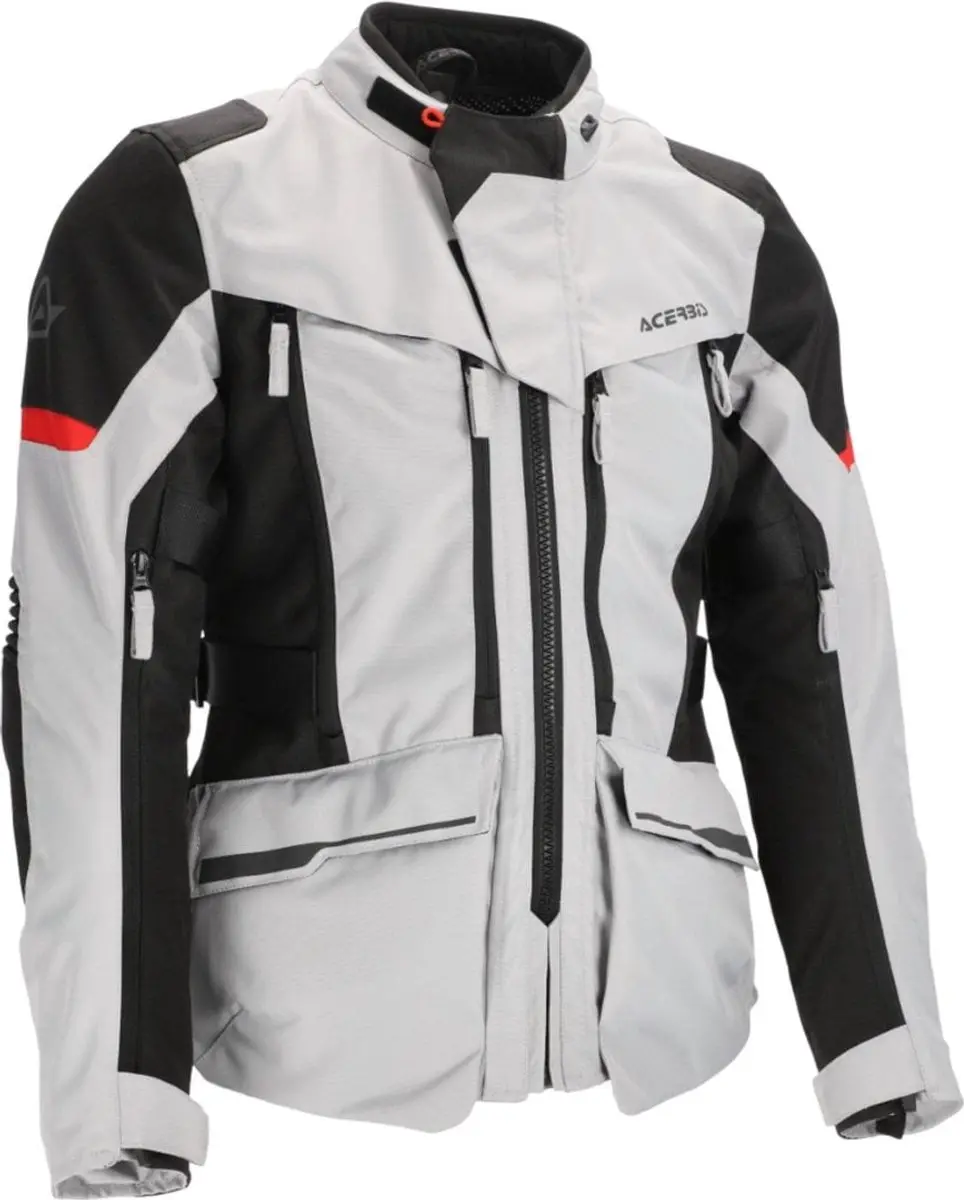 Acerbis X-Rover Dames Grijs Rood Waterdichte Textiele Motorjas