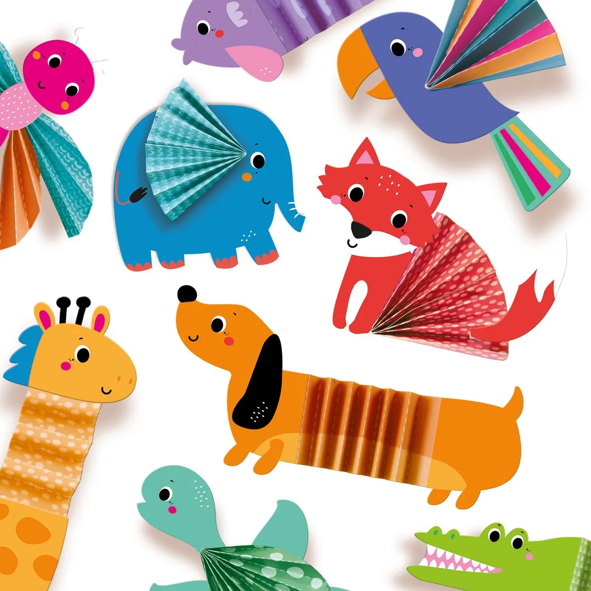 SES Creative Zig Zag Origami Dieren - 9 Stuks