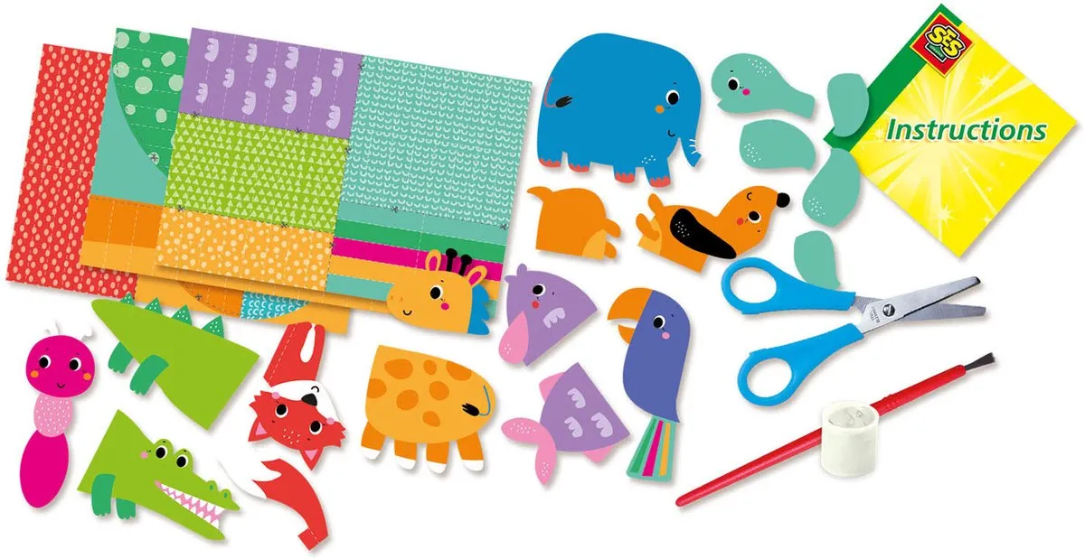 SES Creative Zig Zag Origami Dieren - 9 Stuks