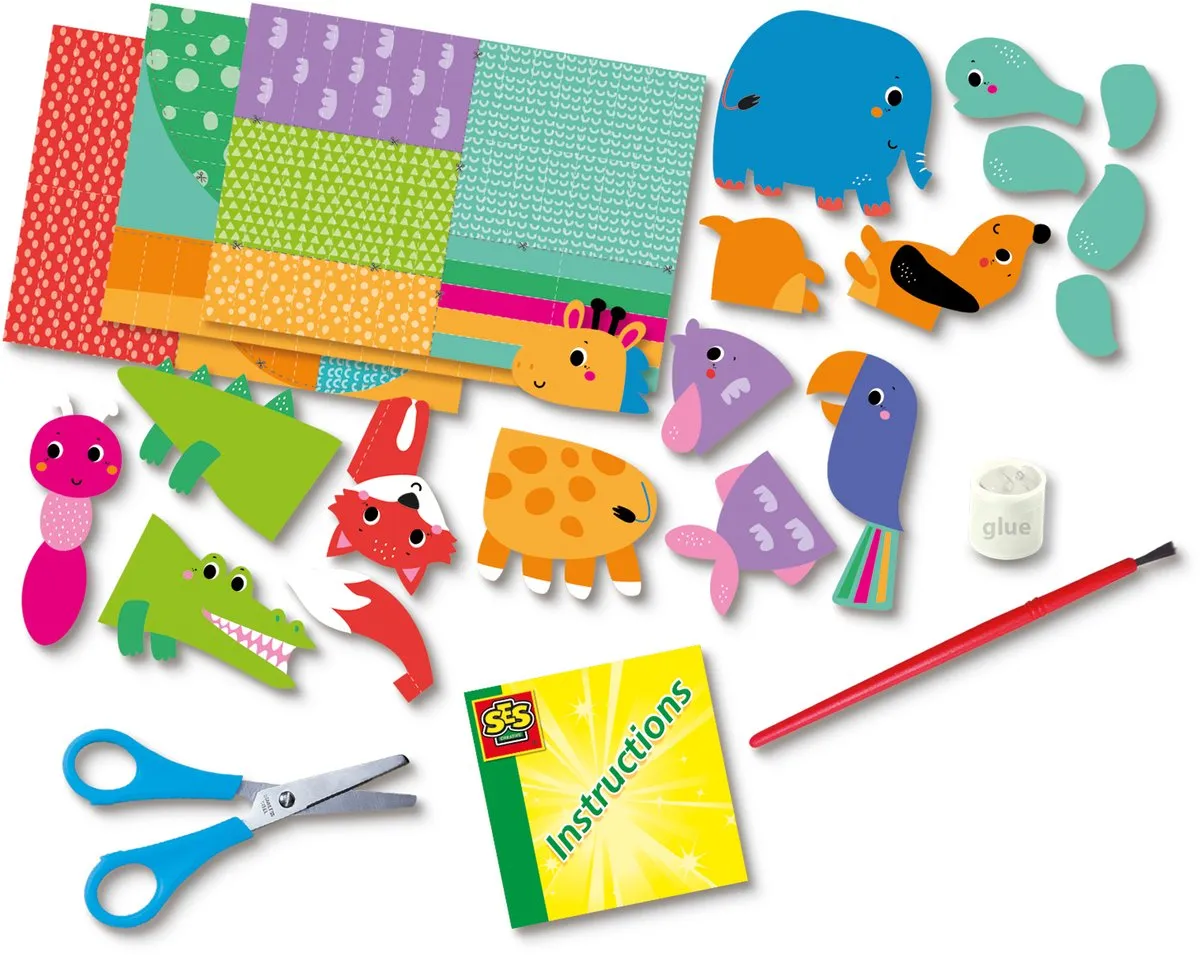 SES Creative Zig Zag Origami Dieren - 9 Stuks