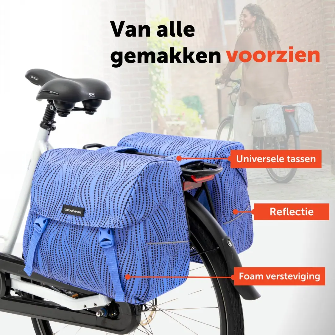 New Looxs Alma Joli Double Dubbele Fietstas 37L - Blauw - afbeelding 3 van 6