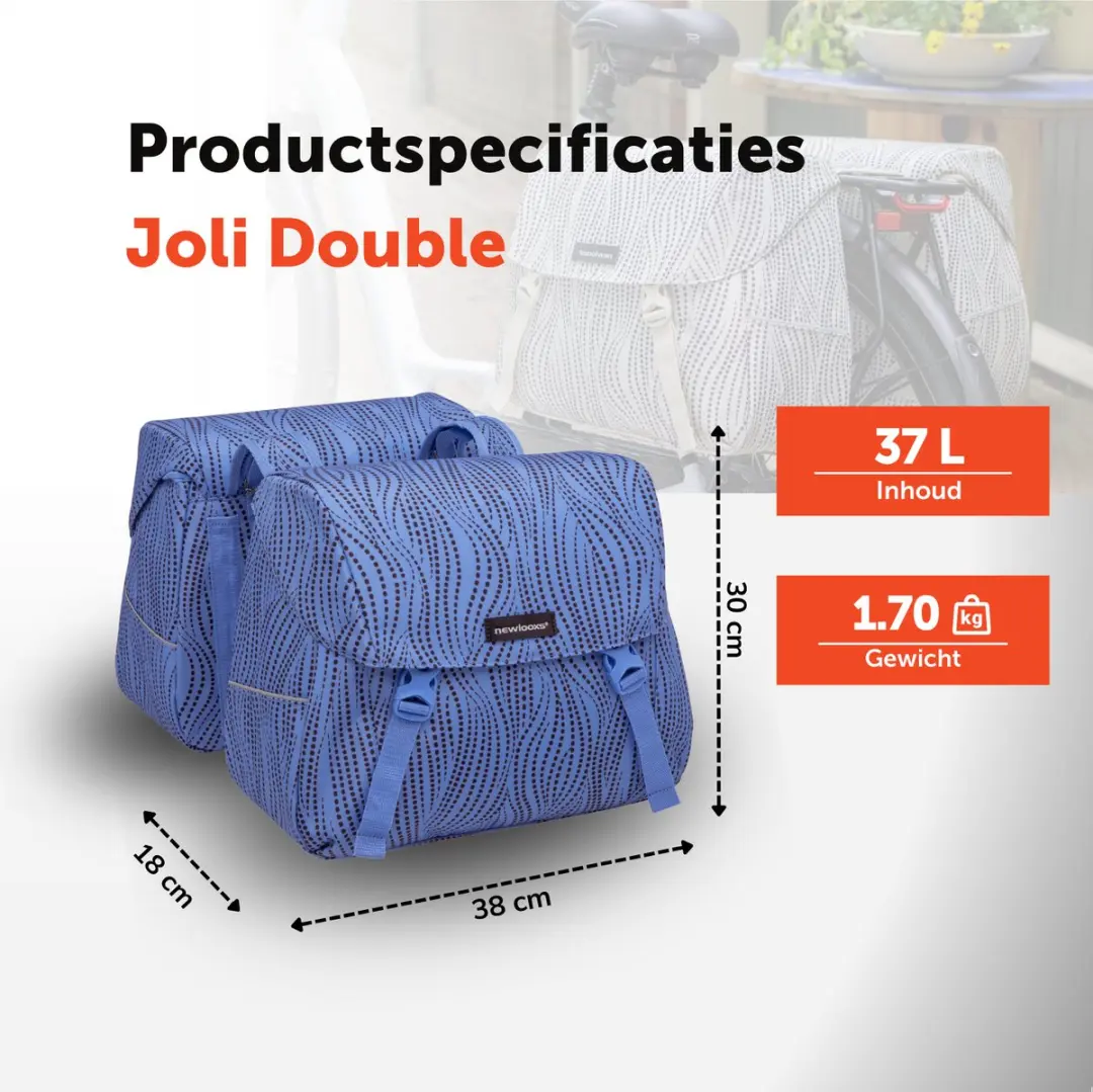 New Looxs Alma Joli Double Dubbele Fietstas 37L - Blauw - afbeelding 5 van 6