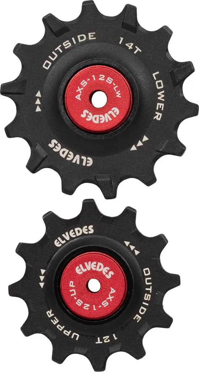 Elvedes Derailleurwieltjes 2020098 12t+14t - Keramisch - Zwart/rood - afbeelding 3 van 3