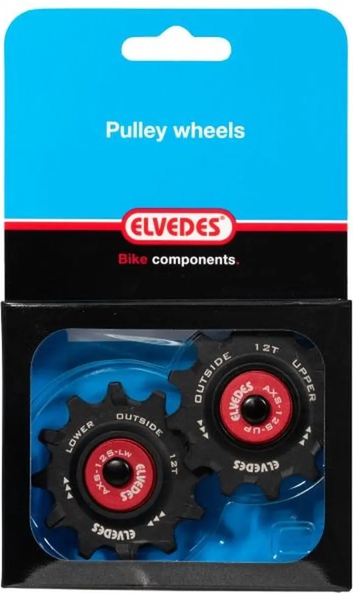 Elvedes Derailleurwieltjes 2020098 12t+14t - Keramisch - Zwart/rood - afbeelding 2 van 3