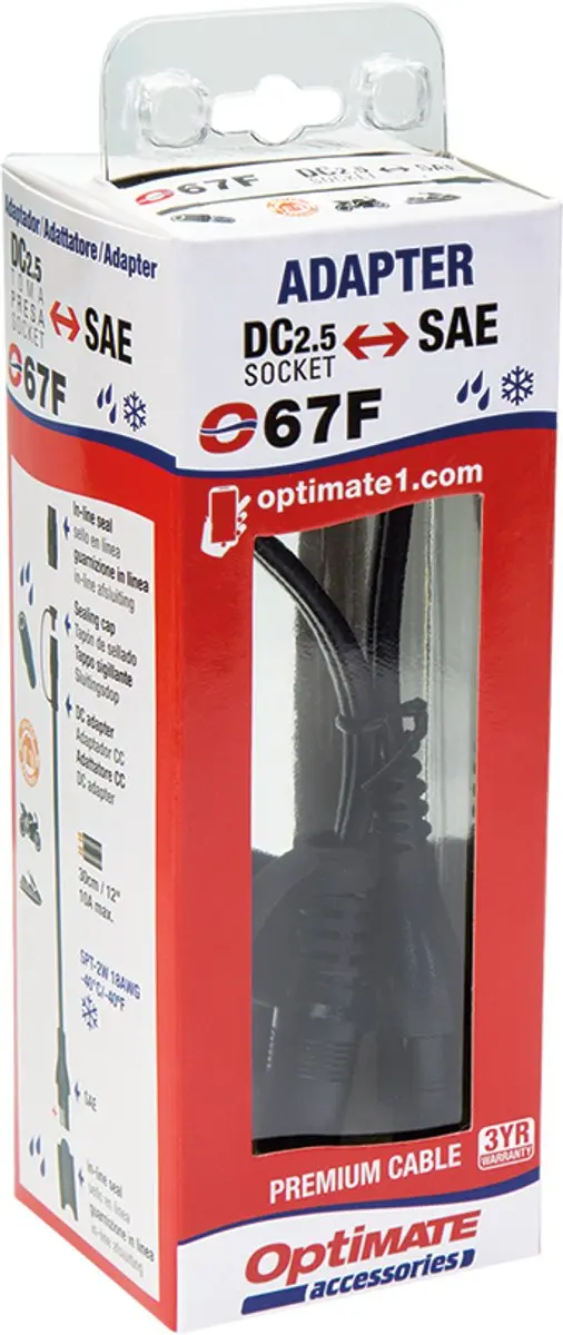 Optimate O-67F SAE naar DC Adapterkabel 30cm 10A - Weerbestendig