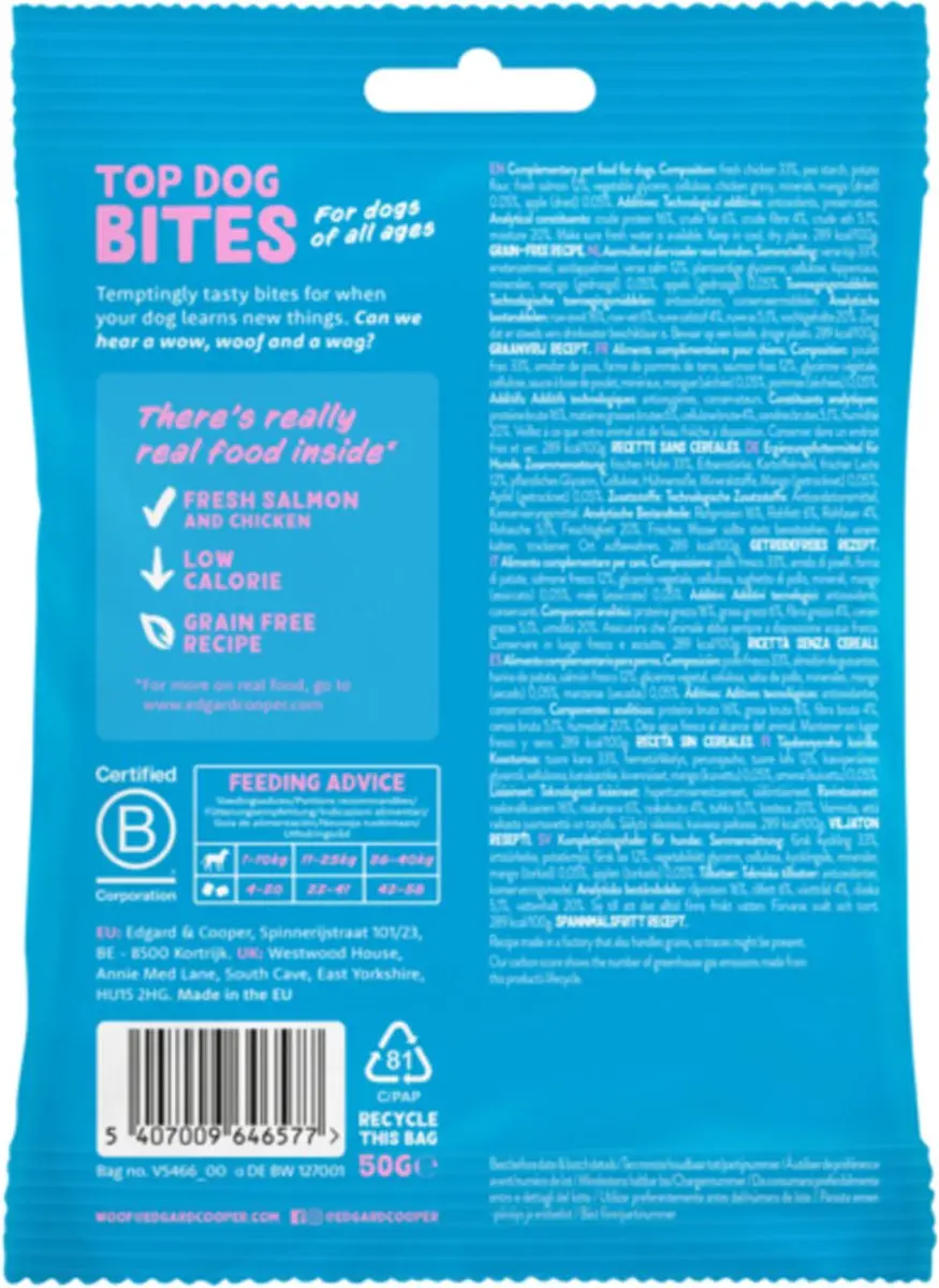 Edgard & Cooper Adult Bite S Zalm & Kip 50g - 15 Stuks