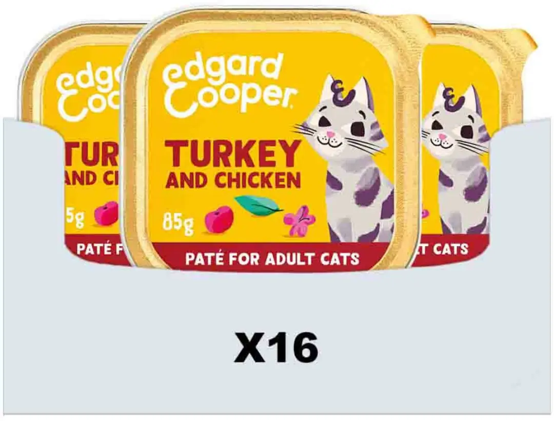Edgard & Cooper Natvoer Gesteriliseerde Kat 85g x16 - Kalkoen & Kip