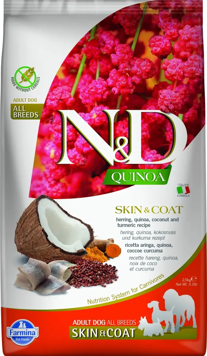 N&D Quinoa Hondenvoer Skin & Coat Haring 2,5kg