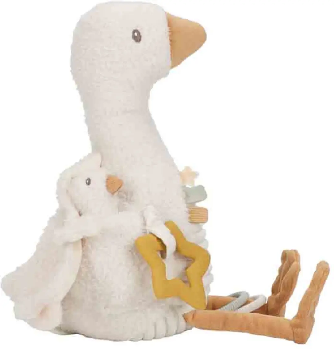 Little Dutch Newborn Naturals Activiteitenknuffel Little Goose - Wit - afbeelding 4 van 6
