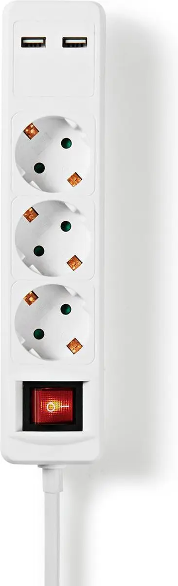 Nedis Stekkerdoos 3-wegs 1.5m 3680W USB - Wit