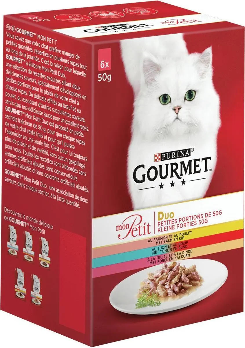 Gourmet Mon Petit Duo Vis & Vlees Kattenvoer - 6x50g