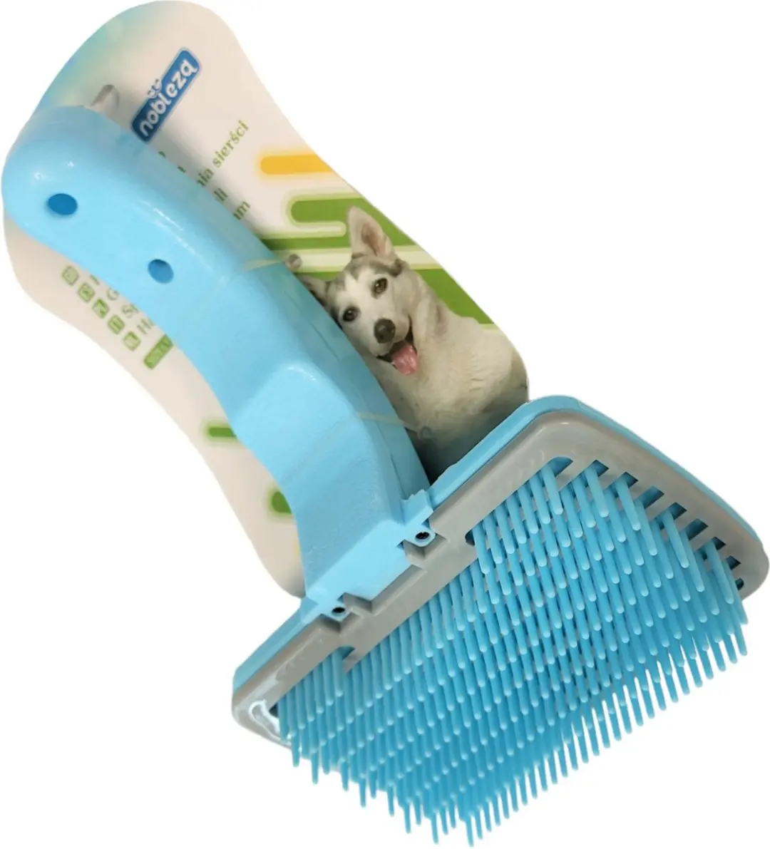 Nobleza Zelfreinigende Dierenborstel Blauw - Lang Haar