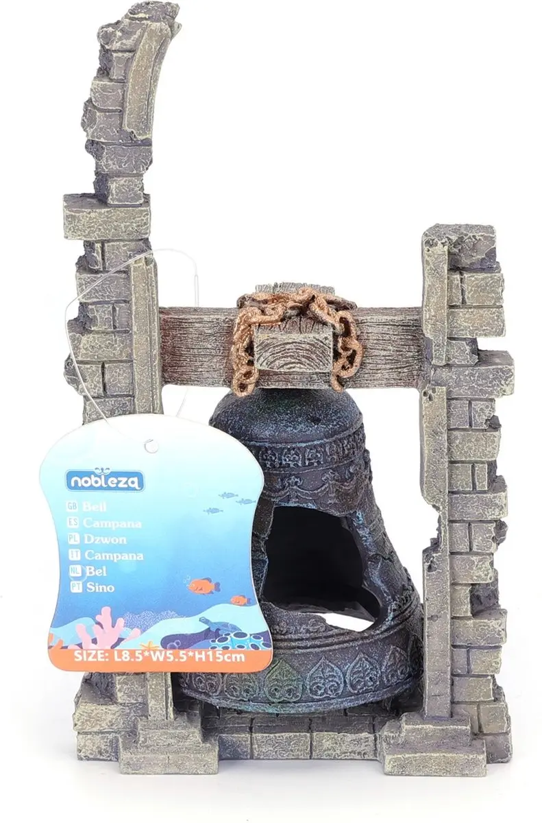 Nobleza Aquarium Klok Ornament 15cm - Grijs/Bruin - afbeelding 2 van 5