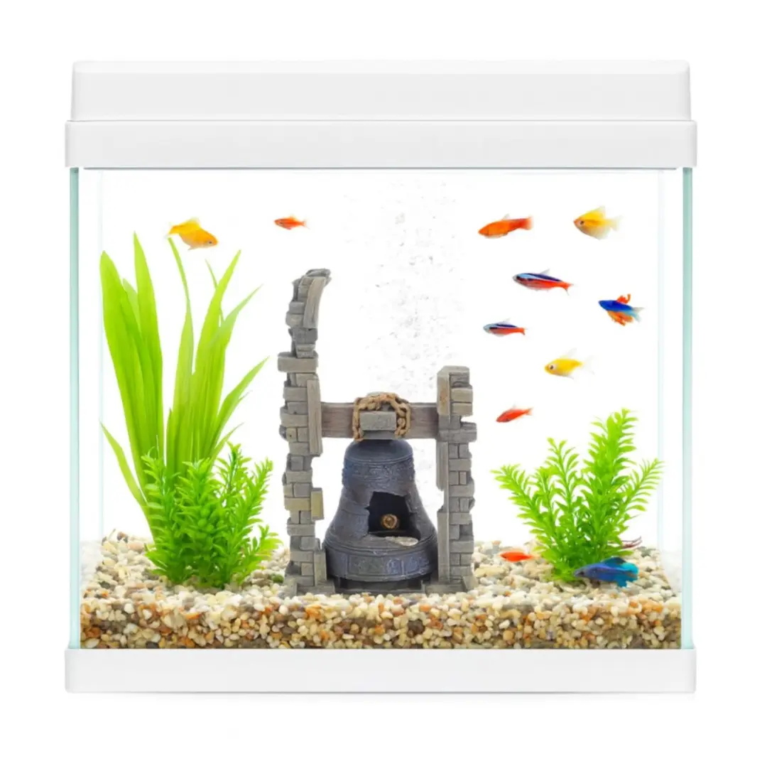 Nobleza Aquarium Klok Ornament 15cm - Grijs/Bruin - afbeelding 3 van 5