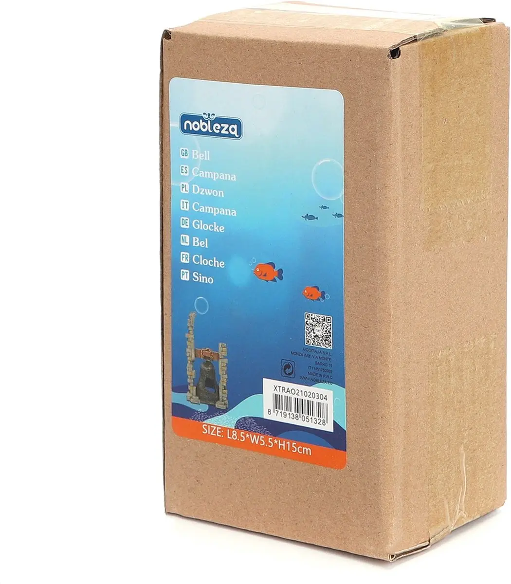 Nobleza Aquarium Klok Ornament 15cm - Grijs/Bruin - afbeelding 4 van 5