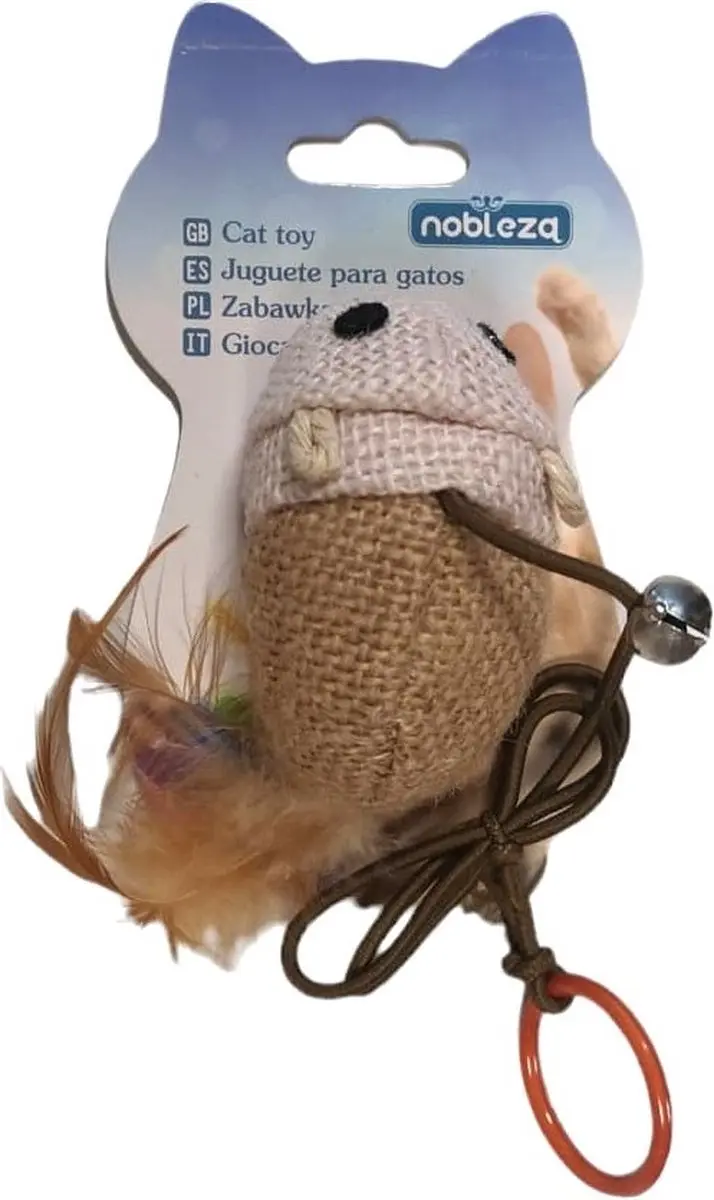 Nobleza Speelmuis aan Touw Sisal - 8cm - Beige