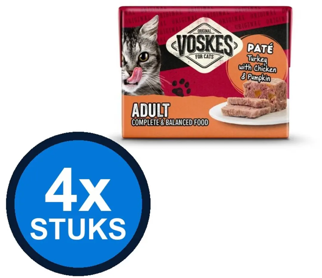 4x Voskes Pate Kalkoen Kip & Pompoen