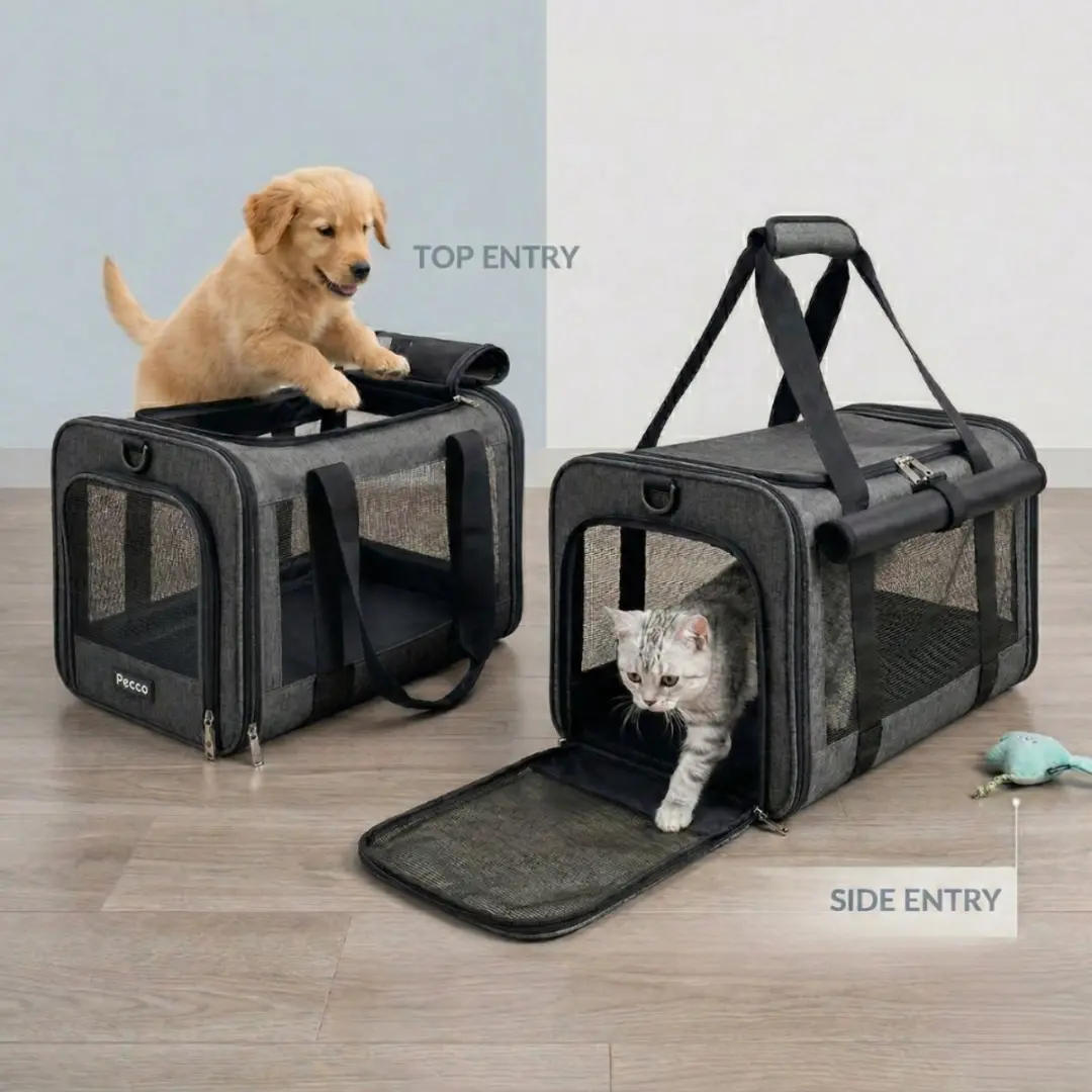 Pecco Draagtas Hond/Kat tot 9kg - 48x30x30cm Grijs