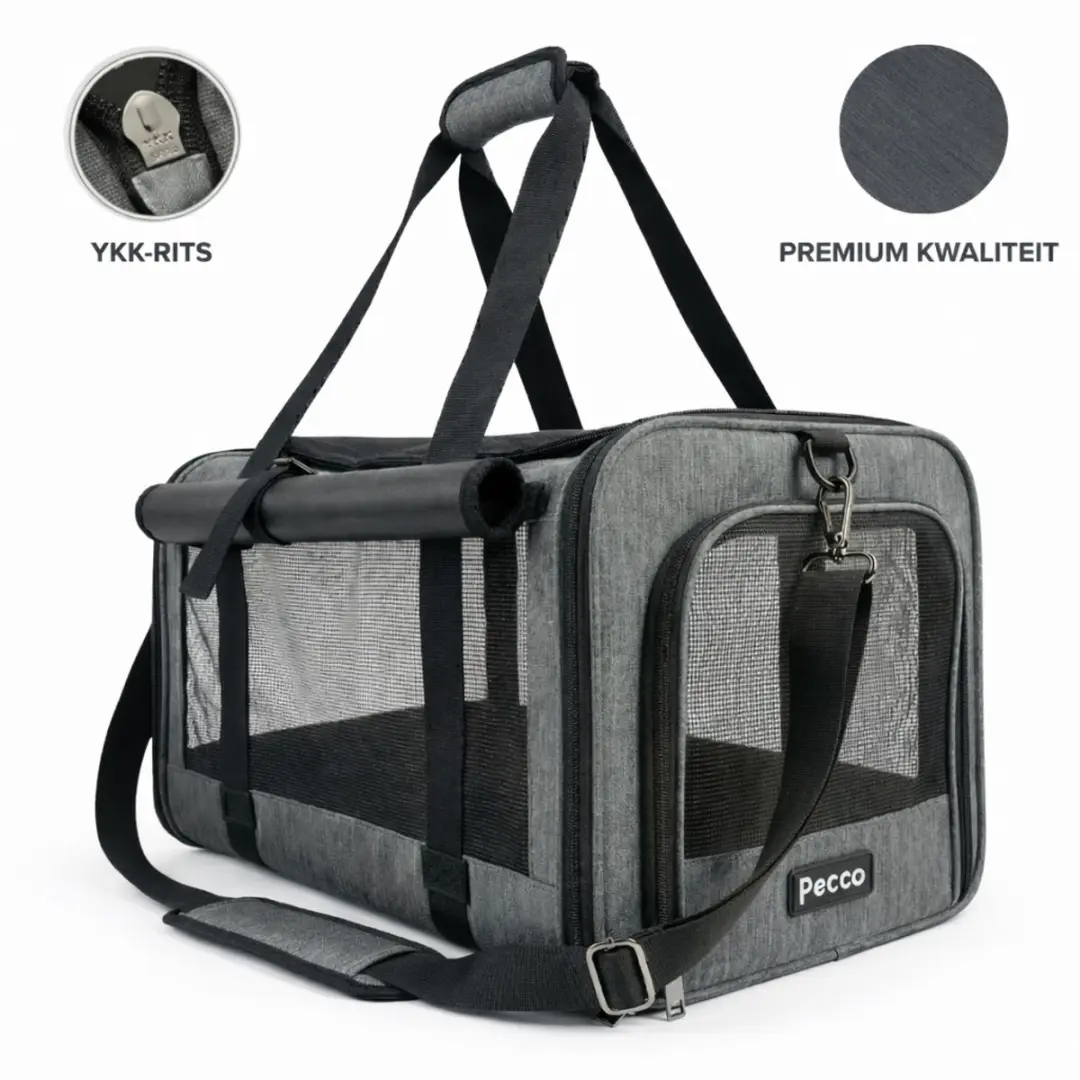 Pecco Draagtas Hond/Kat tot 9kg - 48x30x30cm Grijs