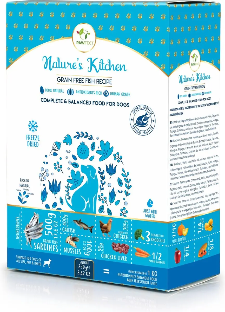 250 gr Pawfect freeze dried foods fish recipe hondenvoer