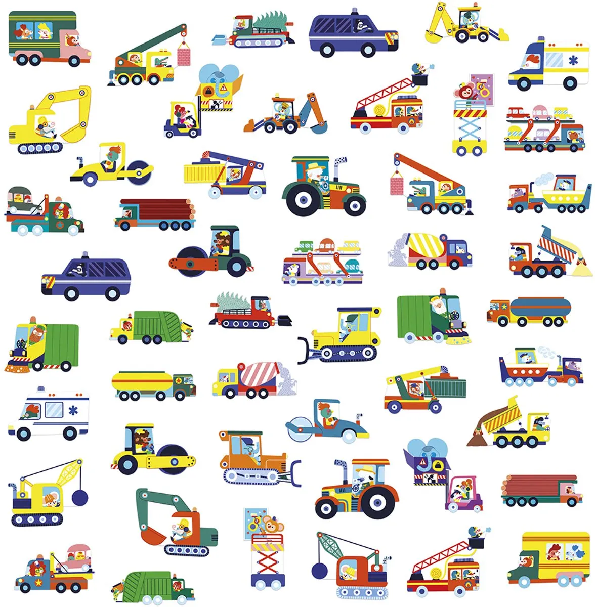 Janod Stickers Voertuigen 50 Stuks - Multicolor