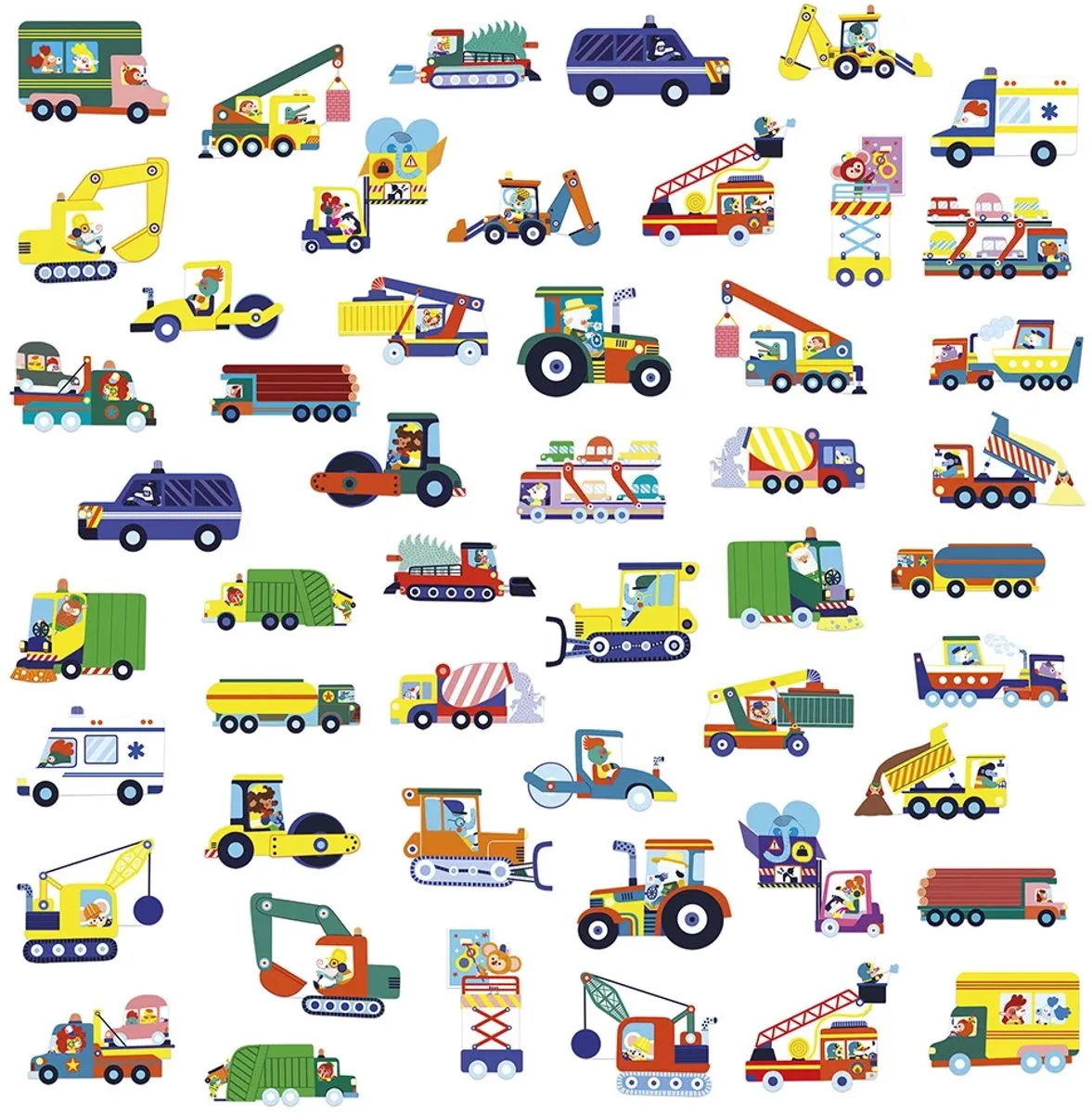 Janod Stickers Voertuigen 50 Stuks - Multicolor