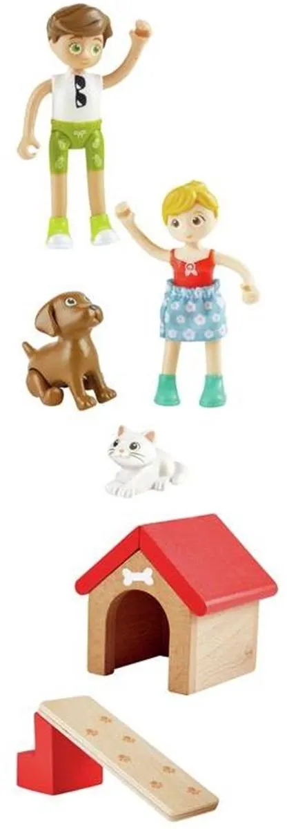 Hape Rock & Slide Huis Geluidseffecten - Poppenhuisaccessoire - 12 Meubels, 4 Poppen - Veelkleurig
