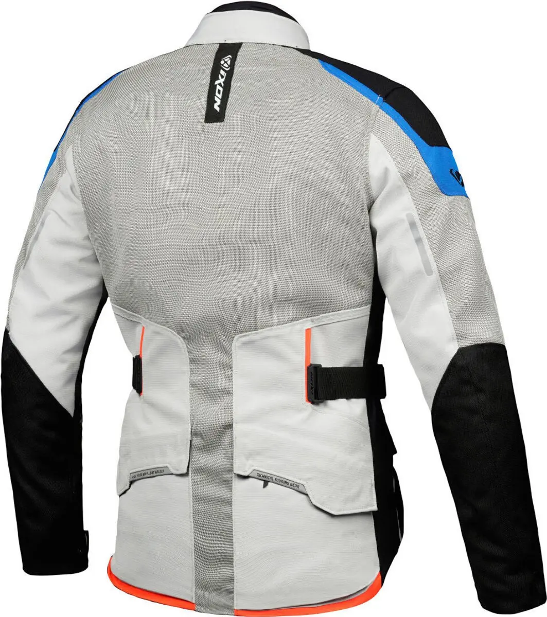 IXON M-Njord Textiele Motorjas L - Lichtgrijs/Blauw/Neon Rood