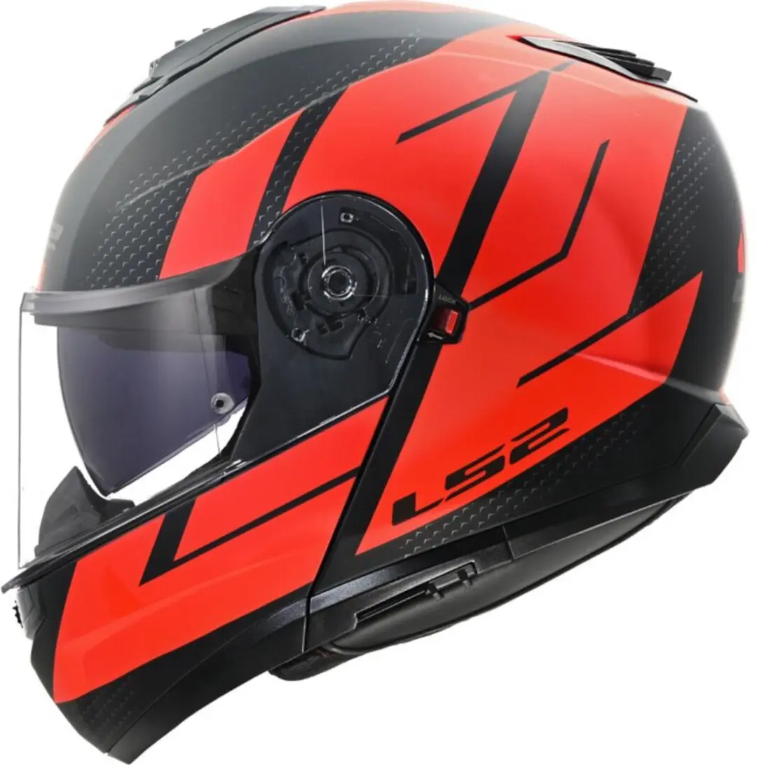 LS2 FF908 Strobe II Code Zwart Rood 06 Systeemhelm