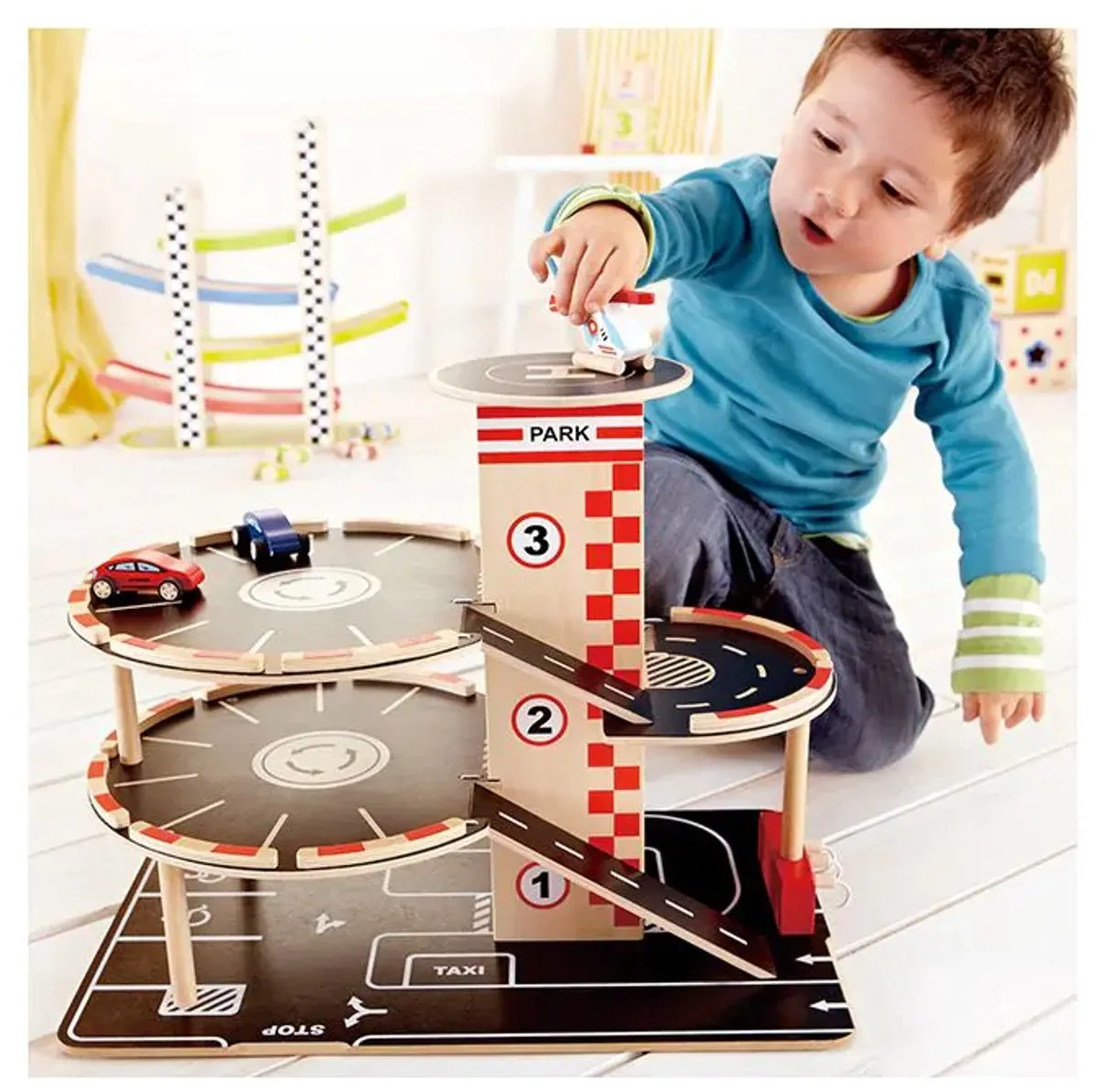 Hape Houten Speelgoedgarage Rood