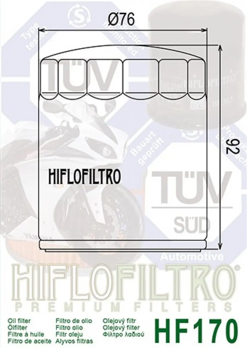 HifloFiltro Motorolie Filter - Harley Davidson 1200 XL C Sportster 1999-2015 - Chromé - afbeelding 2 van 6