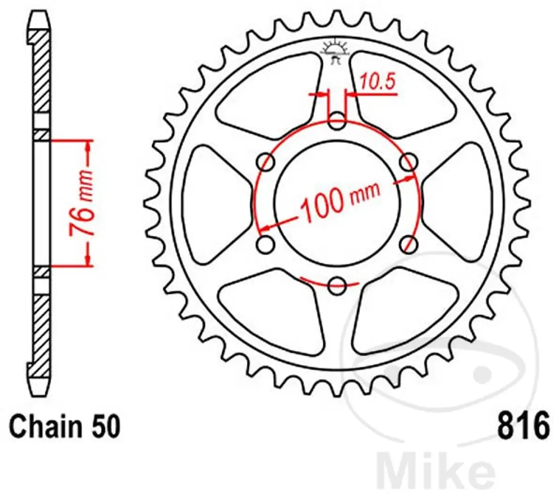 JT Tandwielen voor motorfiets JTR816.45 / 45dts P530 Al 100 Gloednieuw
