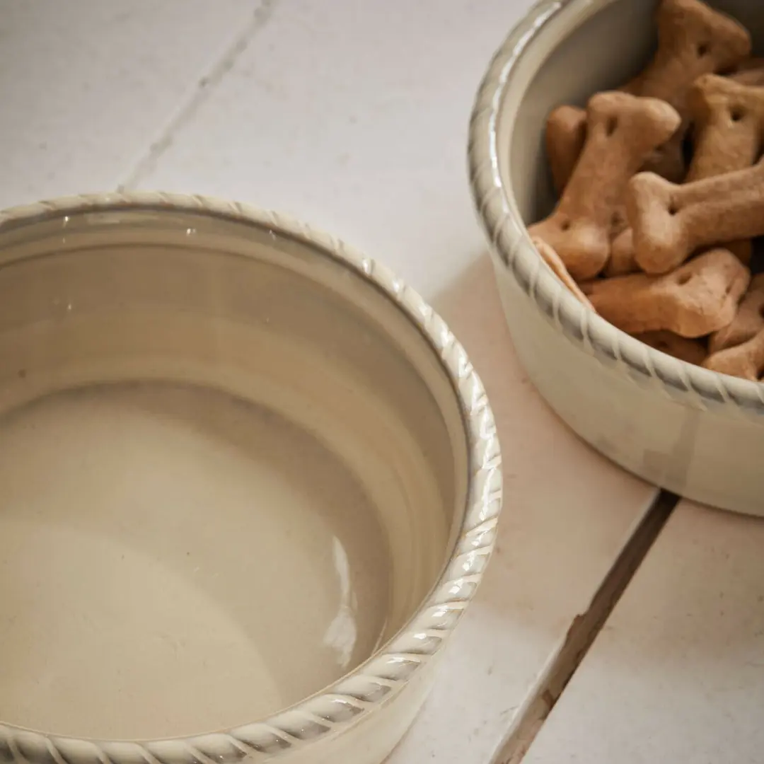 Loberon Pawilo Voerbakjes - 2 Stuks - Ø14cm - Crème