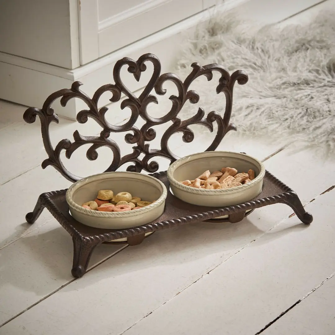 Loberon Pawilo Voerbakjes - 2 Stuks - Ø14cm - Crème
