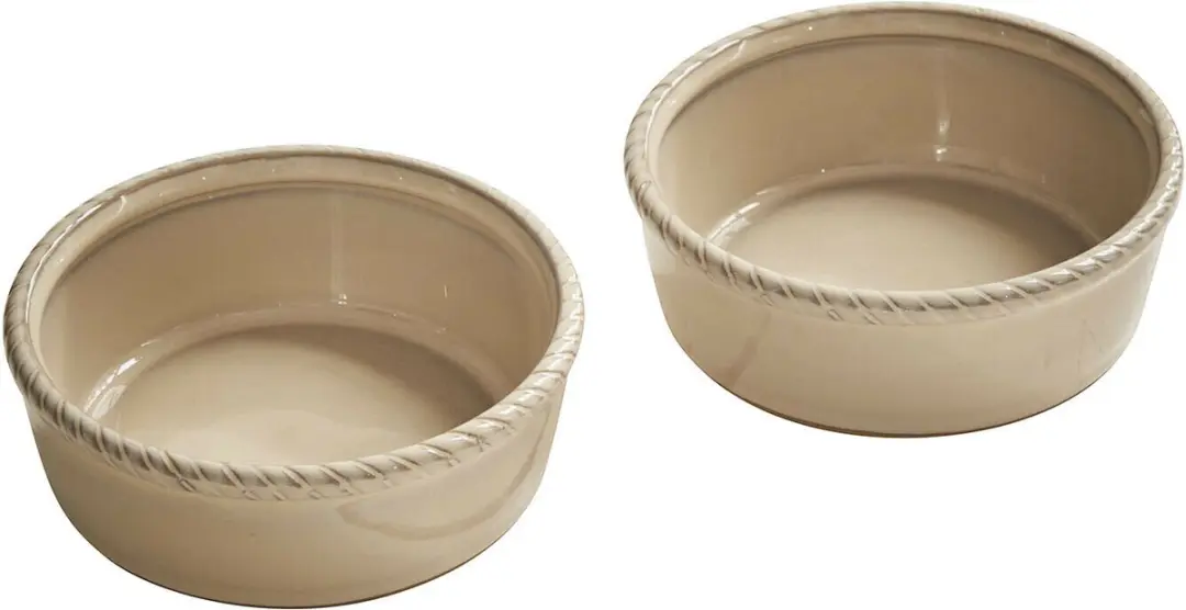 Loberon Pawilo Voerbakjes - 2 Stuks - Ø14cm - Crème