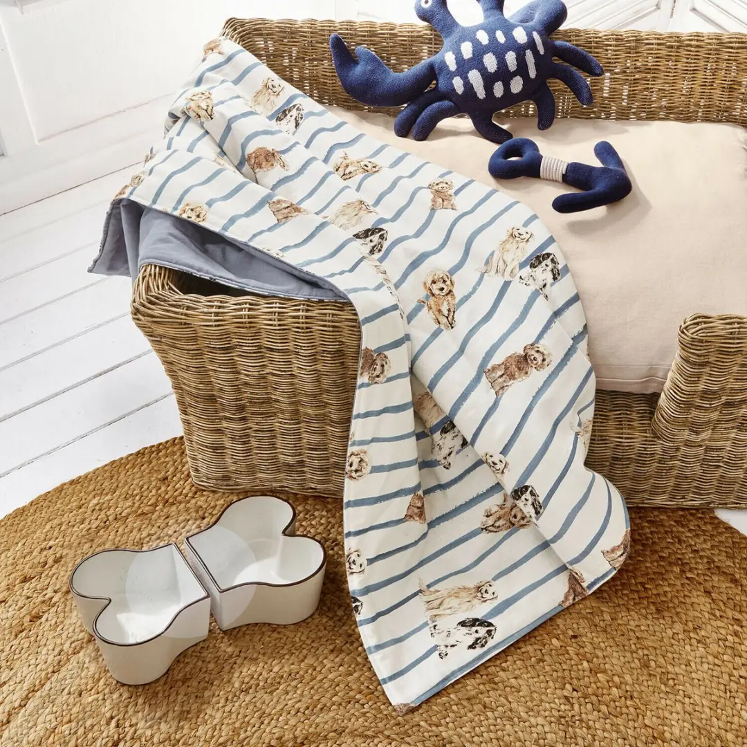 Loberon Plaid voor Honden Schnuffel - Crème/Blauw