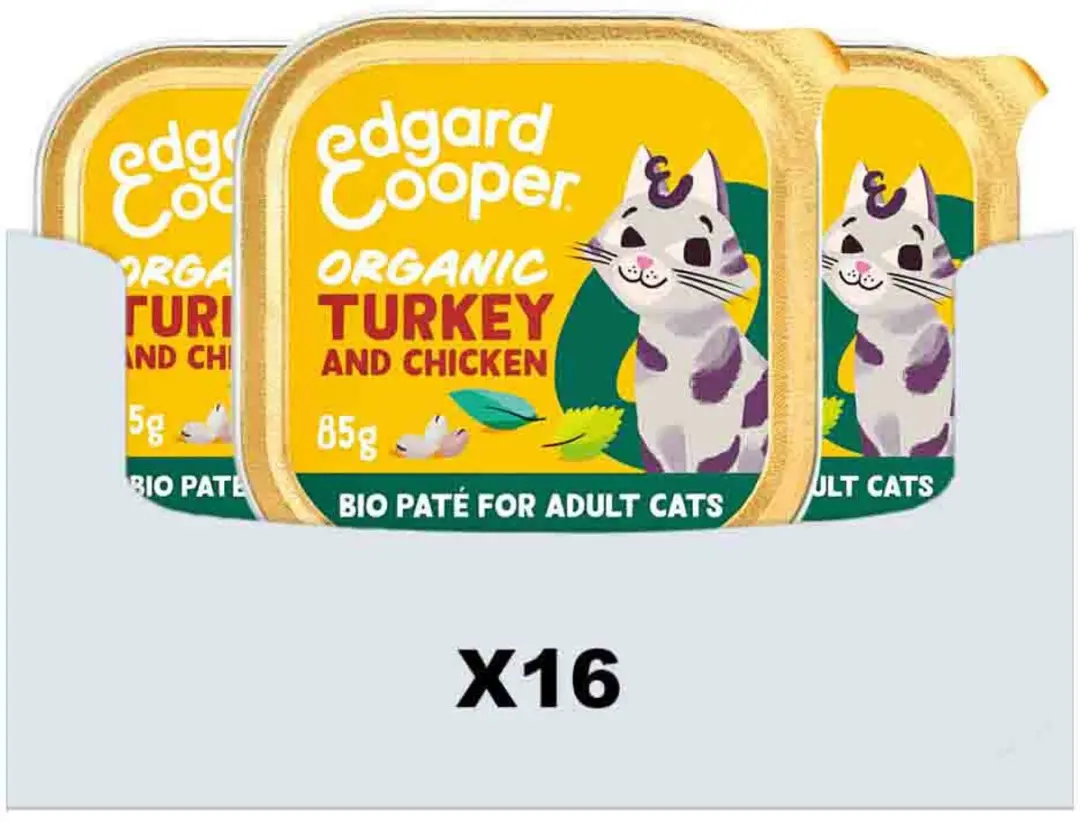 Edgard & Cooper Biologische Paté Kalkoen Kat - 16x85g