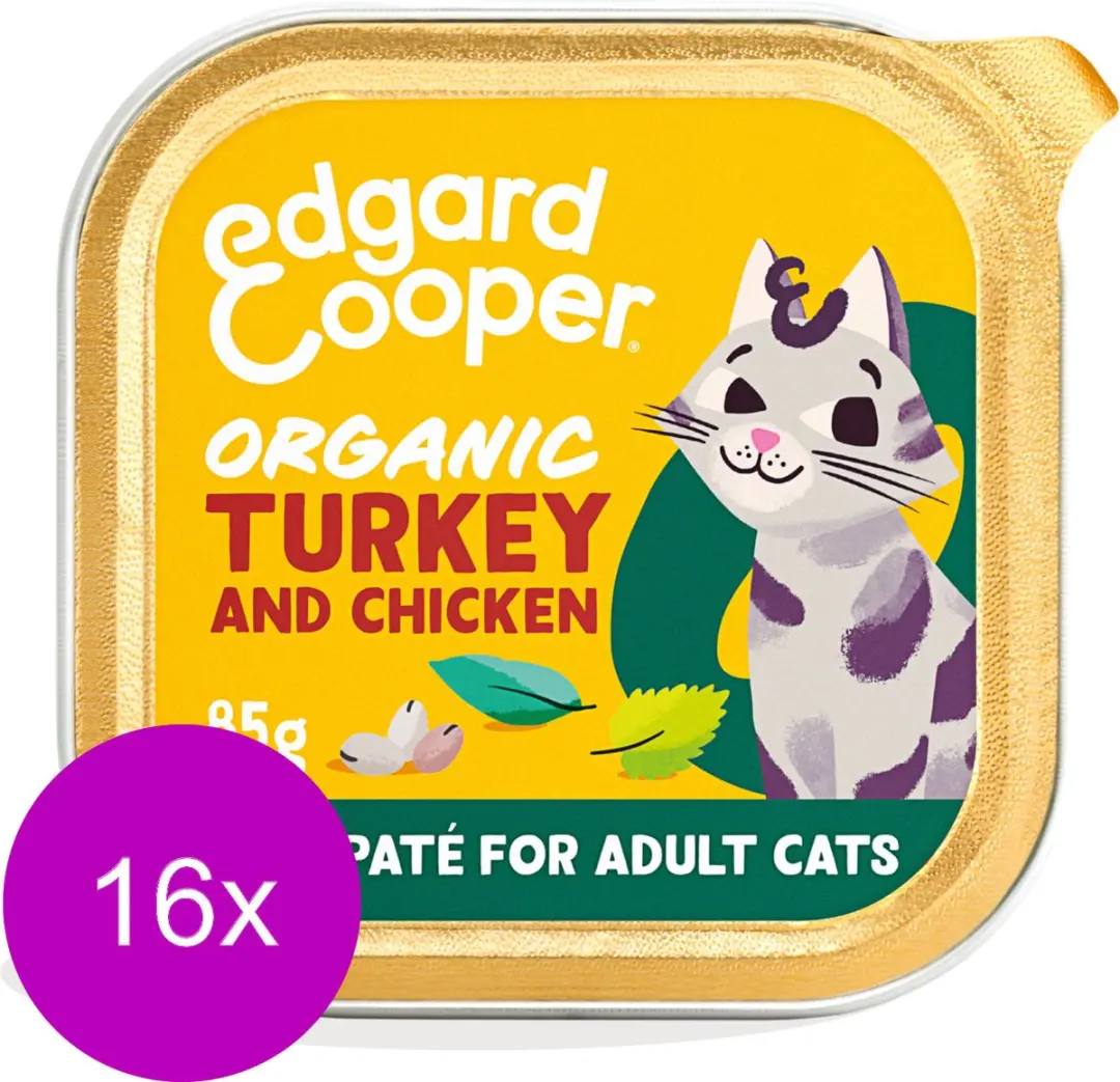 Edgard & Cooper Biologische Paté Kalkoen Kat - 16x85g