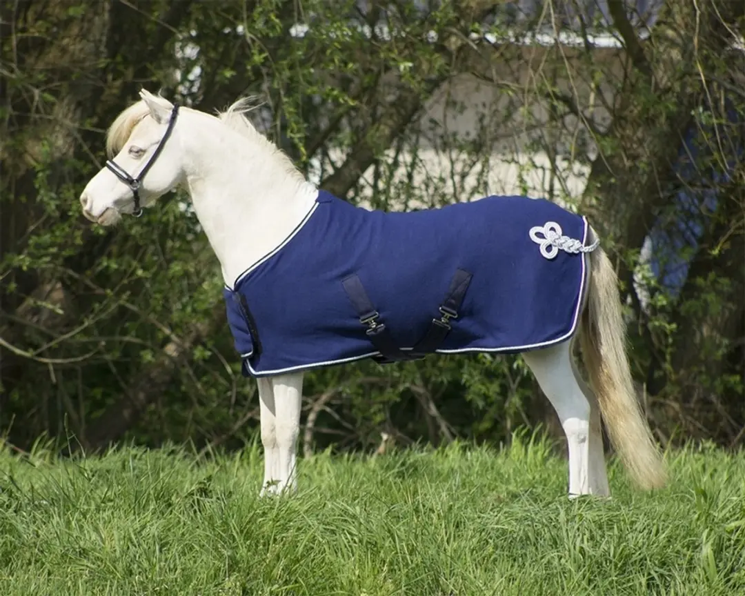 QHP Fleecedeken Ornament Falabella 90cm - Donkerblauw-zilver - afbeelding 6 van 6