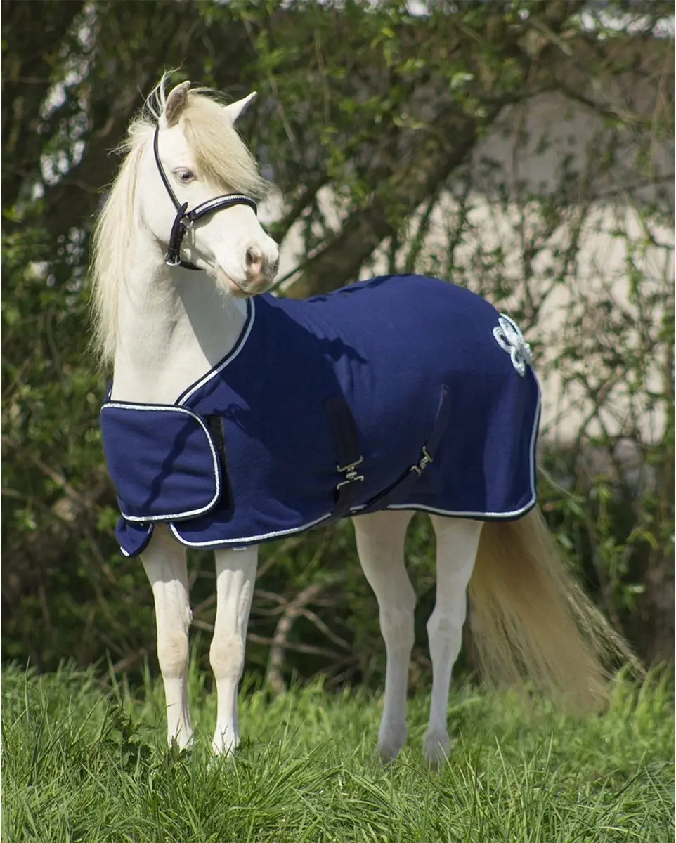 QHP Fleecedeken Ornament Falabella 90cm - Donkerblauw-zilver - afbeelding 4 van 6