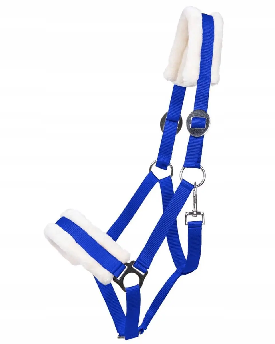 QHP Cali Halster met Bontvoering Blauw FULL