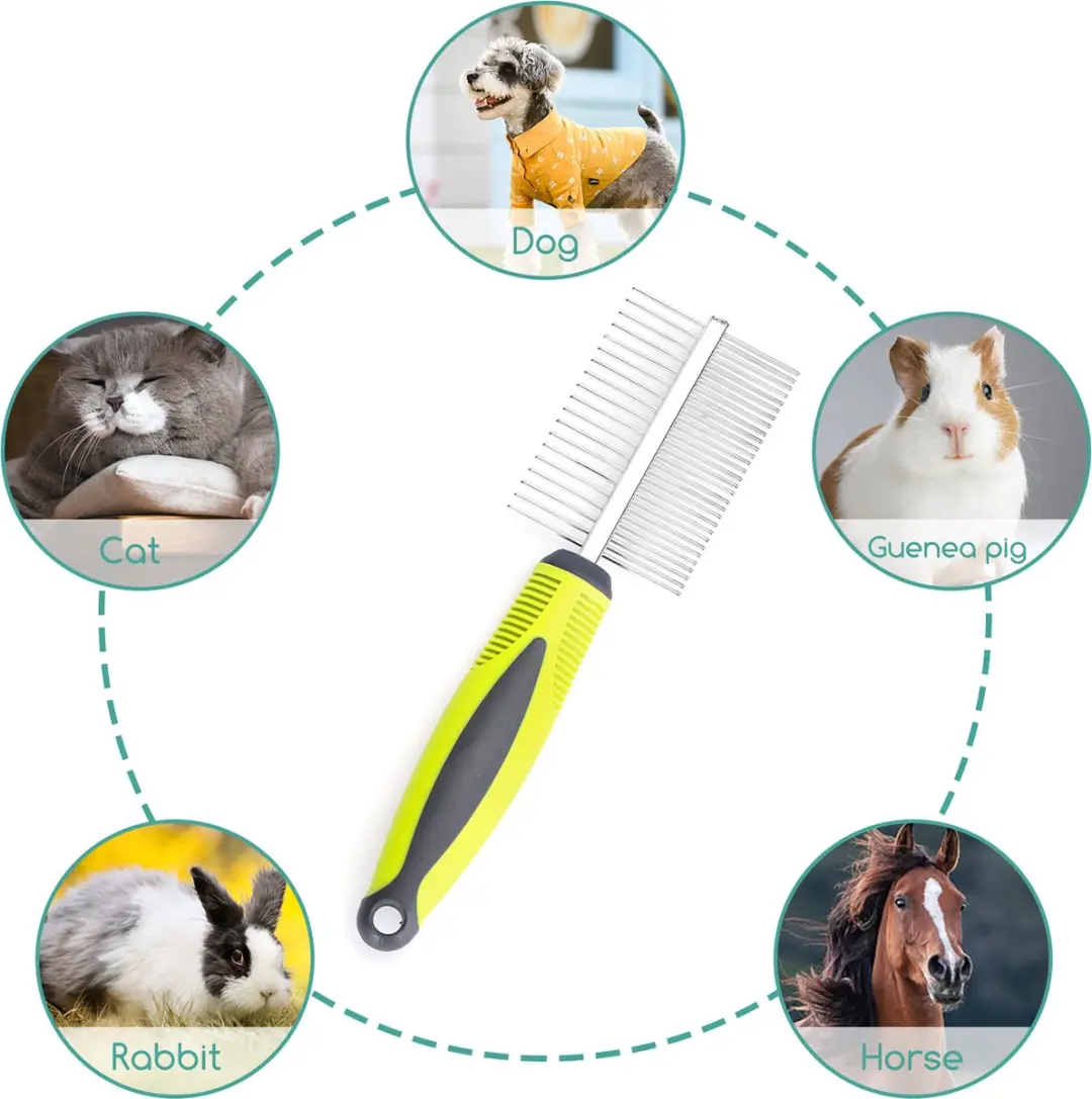 Nobleza Honden- en Kattenkam - Dubbelzijdig - Zwart/ Groen