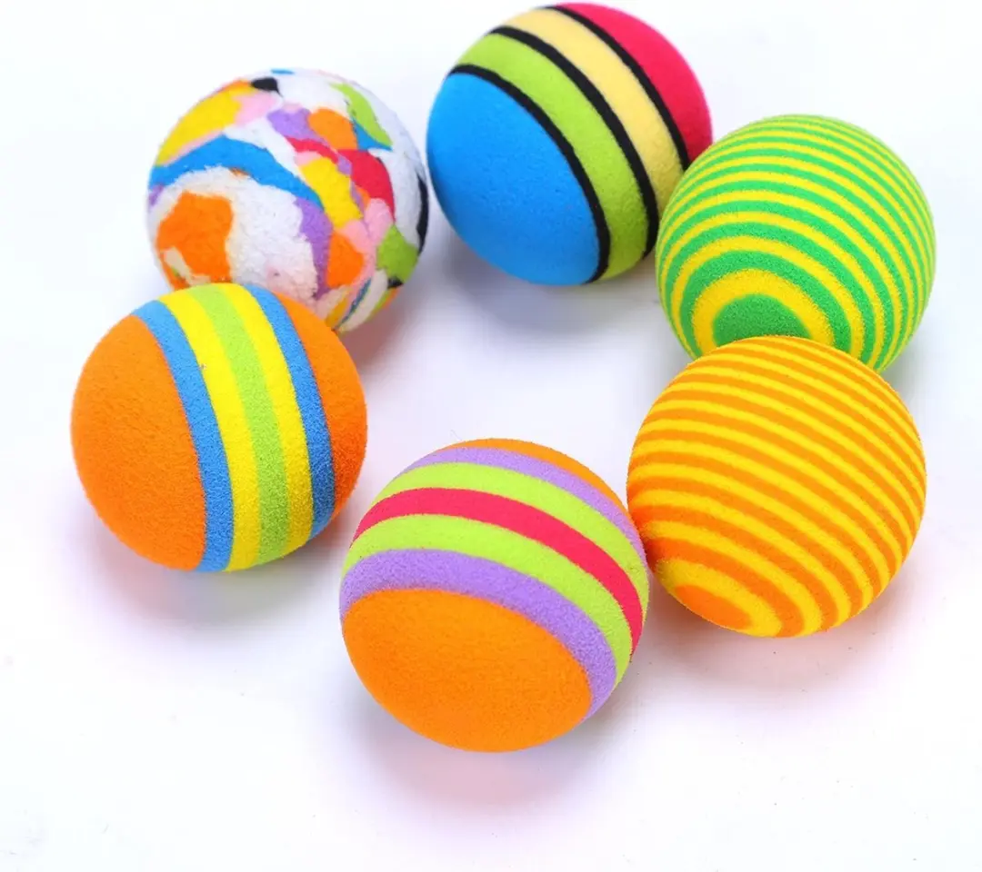 Nobleza Kattenspeelgoed Balletjes - 6 Stuks - 3,5 cm - Multikleur