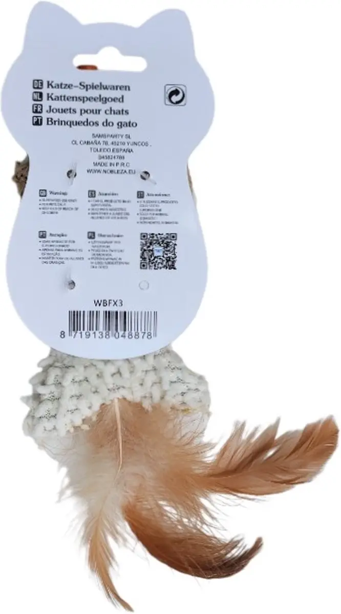 Nobleza Kattenspeeltje Vis - Natuurlijk Speelgoed 14x7cm