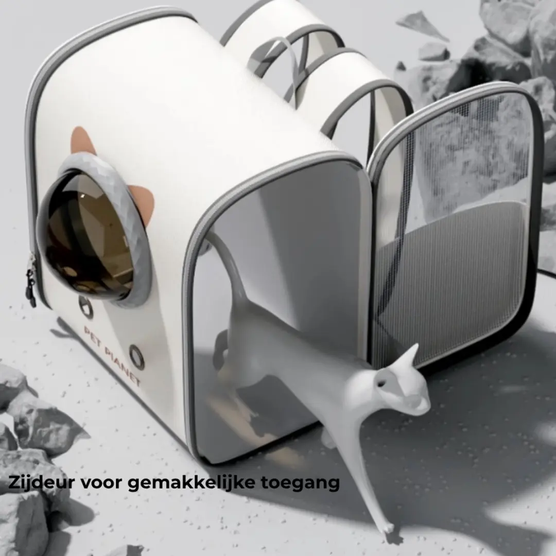 Pecco Kattenrugzak met Transparant Venster - Wit