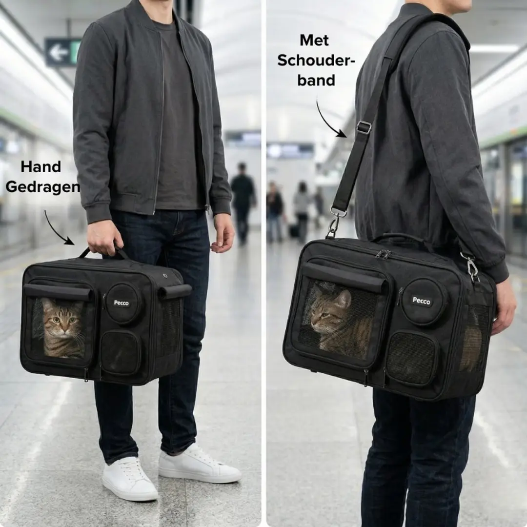 Pecco Hondentas & Kattentas 46x24x28cm - Zwart