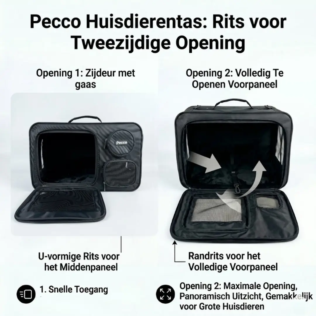 Pecco Hondentas & Kattentas 46x24x28cm - Zwart