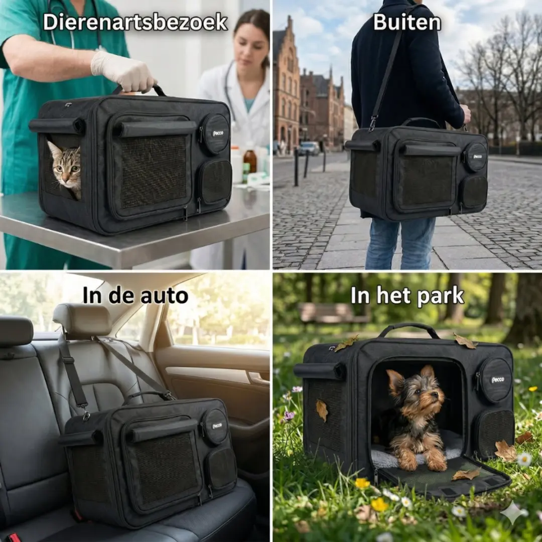 Pecco Hondentas & Kattentas 46x24x28cm - Zwart