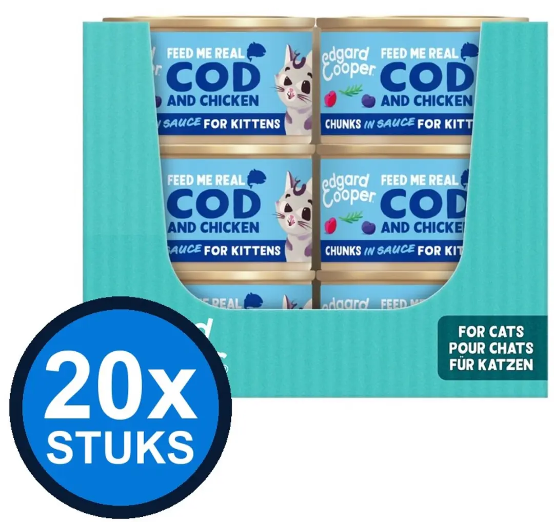 20x Edgard&Cooper kat kitten chunks kabeljauw&kip 85gr