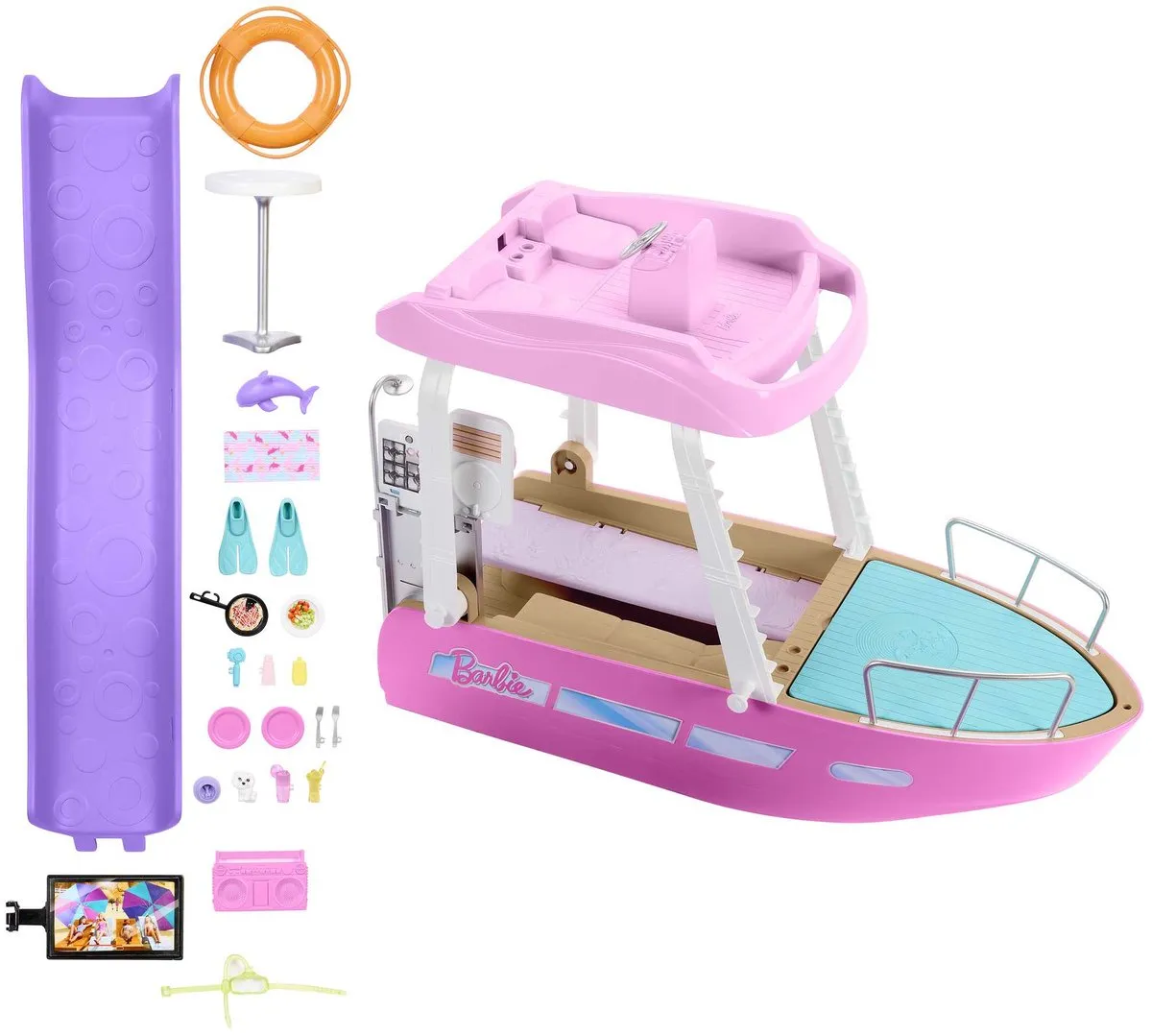 Barbie Droomboot Speelset HJV37 - Glijbaan & Meubels